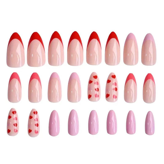 Valentine’s Day Heart Print Pattern French Minimalist Press-On Nails