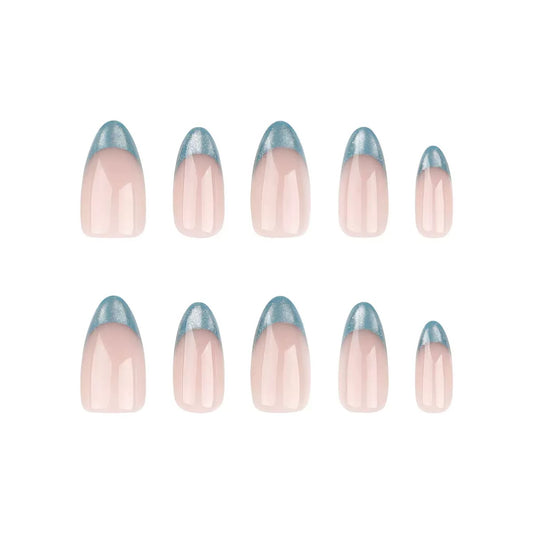 Simple French Luxury Green Cat-Eye Almond Press-On Nails