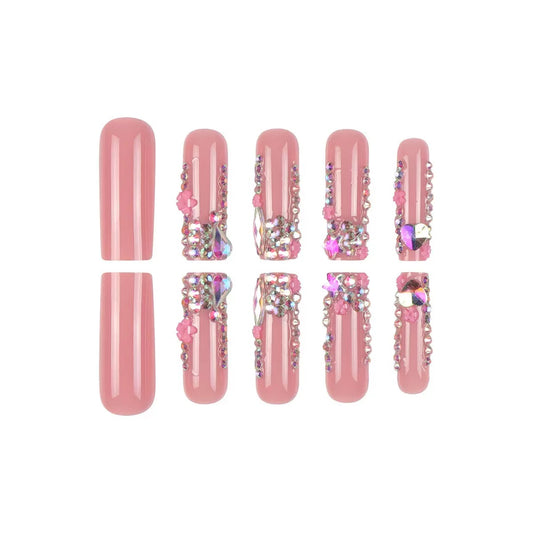 Luxury Premium Rhinestone Heavy-Duty Long Tube Press-On Nails