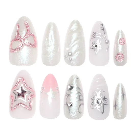 3D Star Bow Cool & Edgy Detachable Press-On Nails
