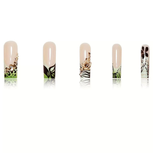 Elegant Minimal Butterfly High-End Fashion Striped Accent Press-On Nail Tips
