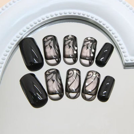 Dark Goth Babe Black Vine Ready-to-Wear Press-On Nail