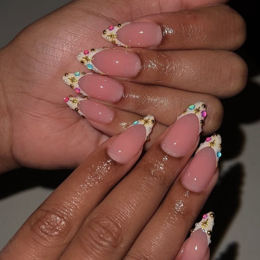 Edgy Girl Rhinestone Almond-Shaped Press-On Nails (Ready-Made)