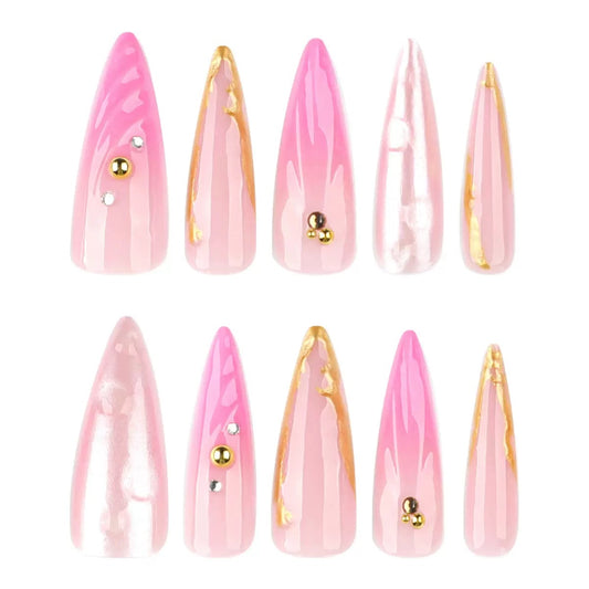 Pink 3D Shell Long Stiletto Press-On Nails