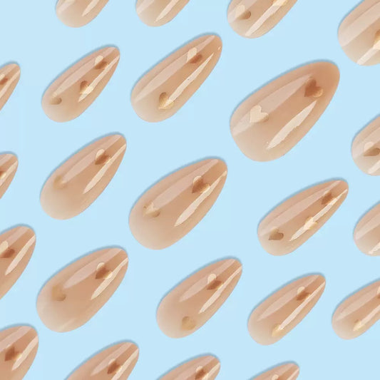 French Nude Heart Press-On Nails