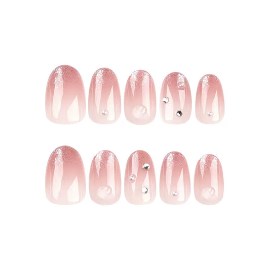 French Soft Blush Gradient Almond Press-On Nails