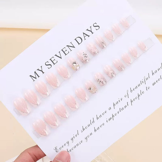 French Geometric Glitter Gradient Press-On Nails