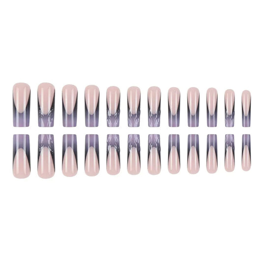 Long Medium-Length Gradient 3D Wavy Minimalist Fashion Press-On Nails