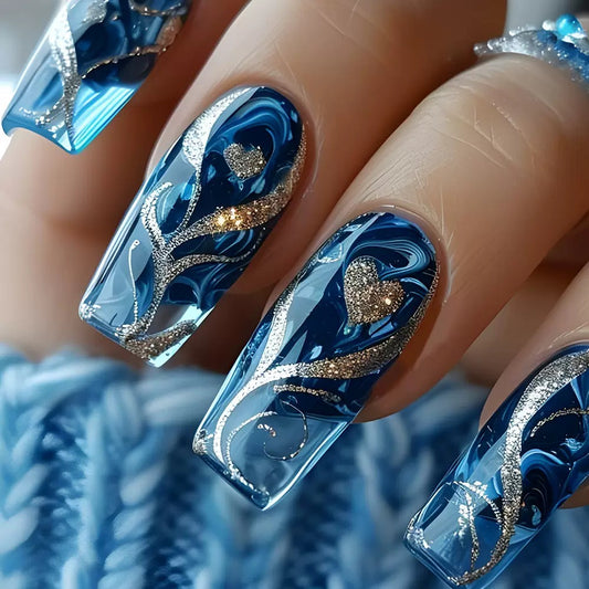 Glitter Heart Ready-Made Press-On Nails