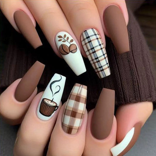 Autumn & Winter Hazelnut Coffee Brown Press-On Nails
