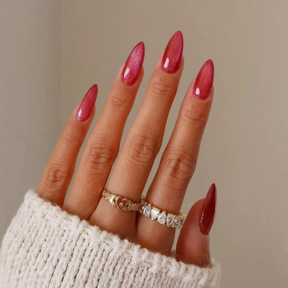 Bestselling Solid Color Soft Cat Eye Glitter French High-End Elegant Removable Press-On Nail Tips