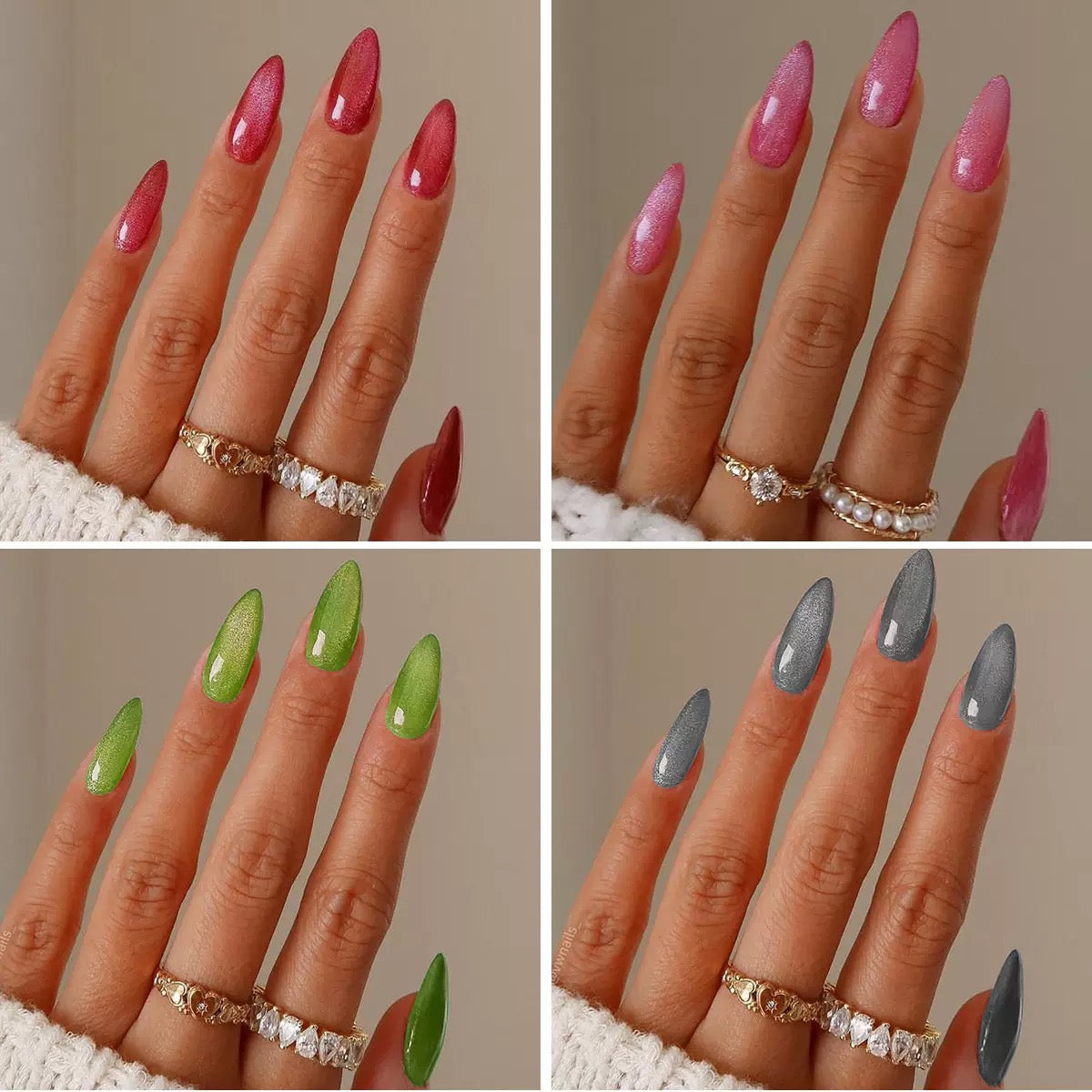 Bestselling Solid Color Soft Cat Eye Glitter French High-End Elegant Removable Press-On Nail Tips