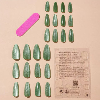 Bestselling Solid Color Soft Cat Eye Glitter French High-End Elegant Removable Press-On Nail Tips