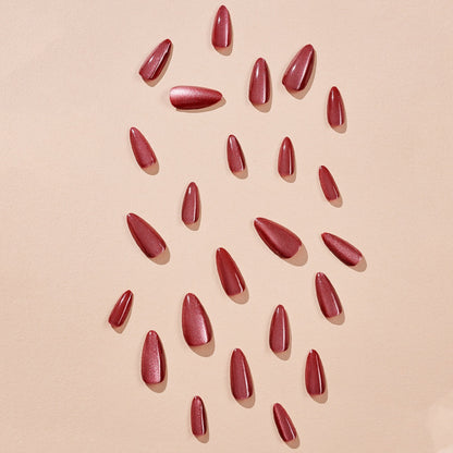 Bestselling Solid Color Soft Cat Eye Glitter French High-End Elegant Removable Press-On Nail Tips