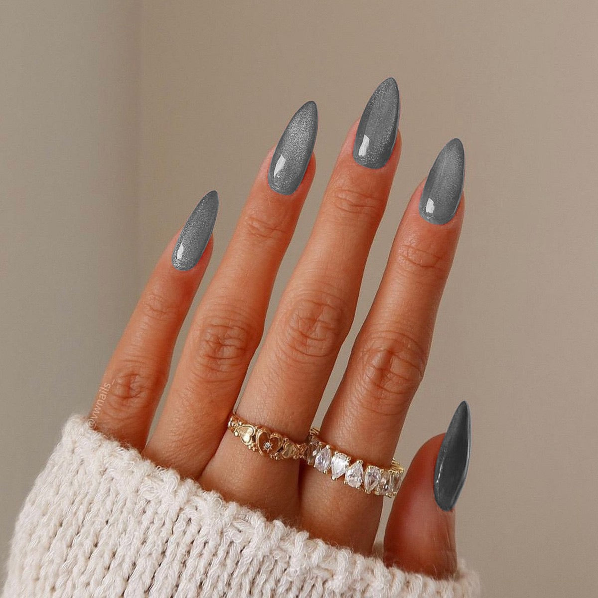 Bestselling Solid Color Soft Cat Eye Glitter French High-End Elegant Removable Press-On Nail Tips