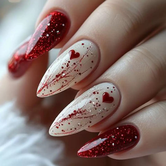 Valentine’s Day Must-Have – Sparkling Heart Press-On Nails