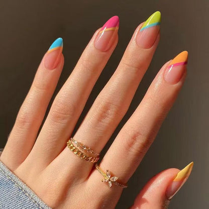 French Five-Color Ready-Made Press-On Nails