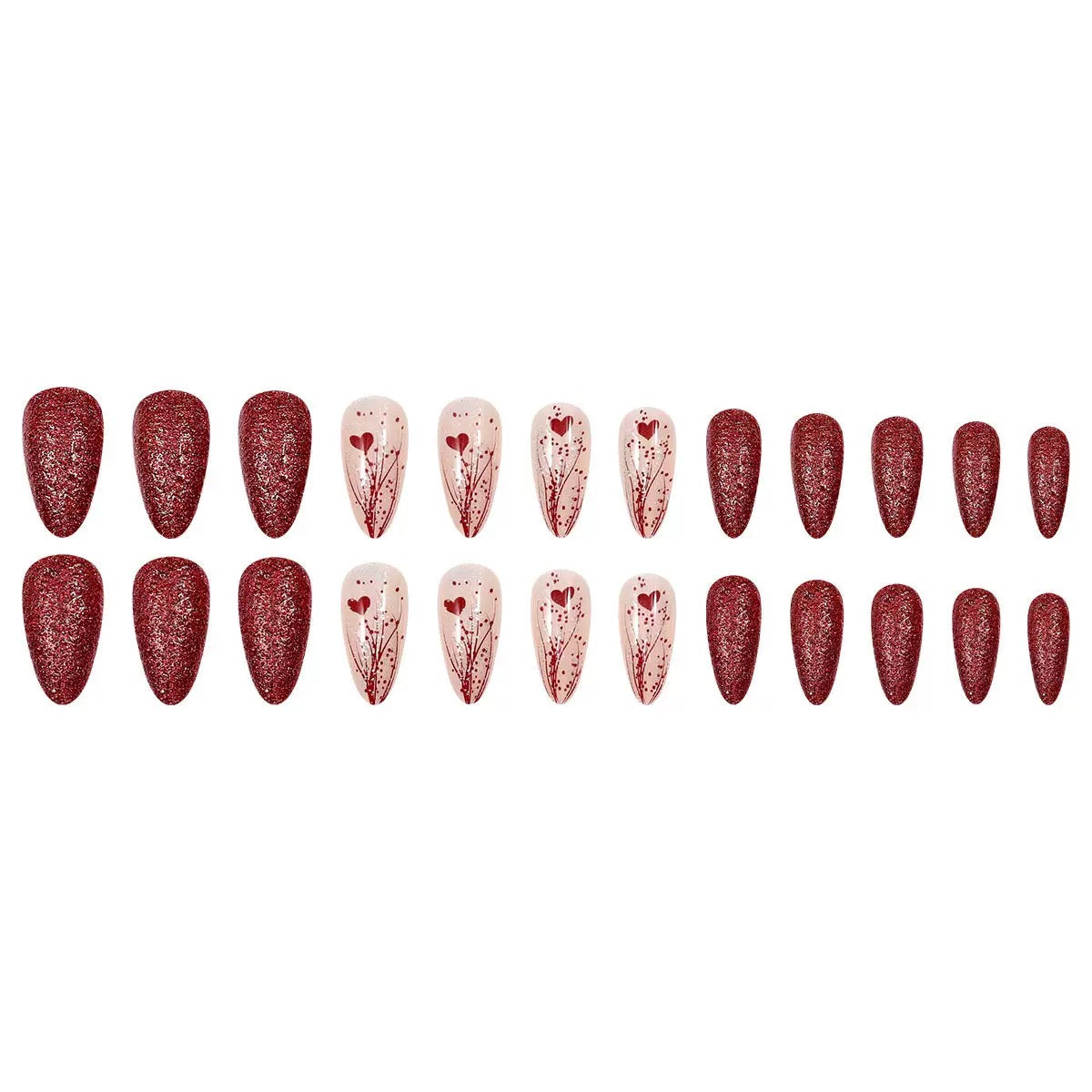 Valentine’s Day Must-Have – Sparkling Heart Press-On Nails