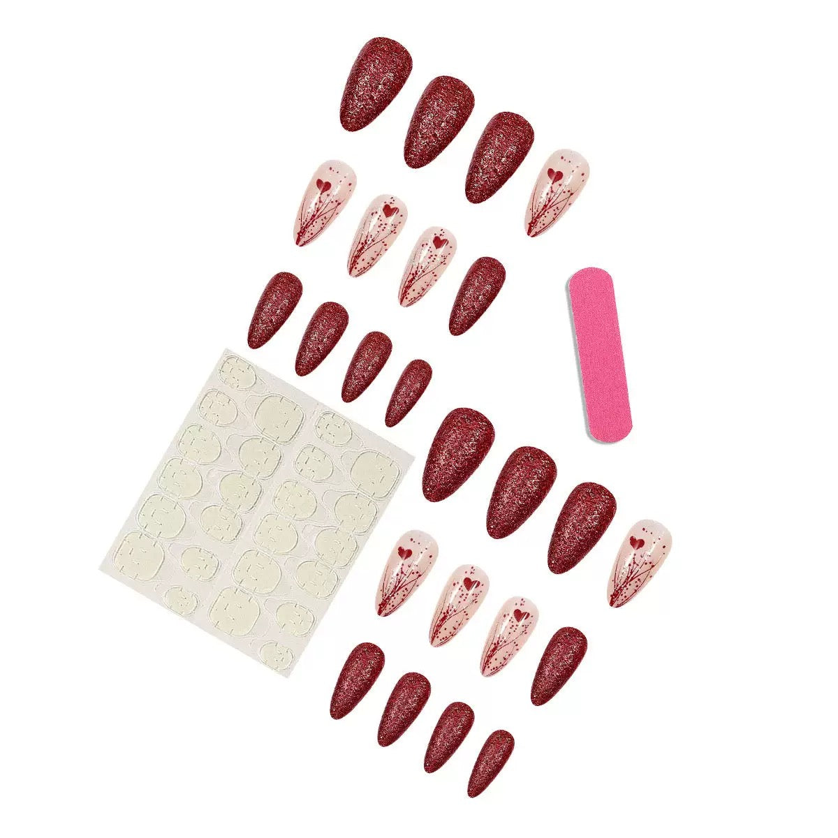 Valentine’s Day Must-Have – Sparkling Heart Press-On Nails