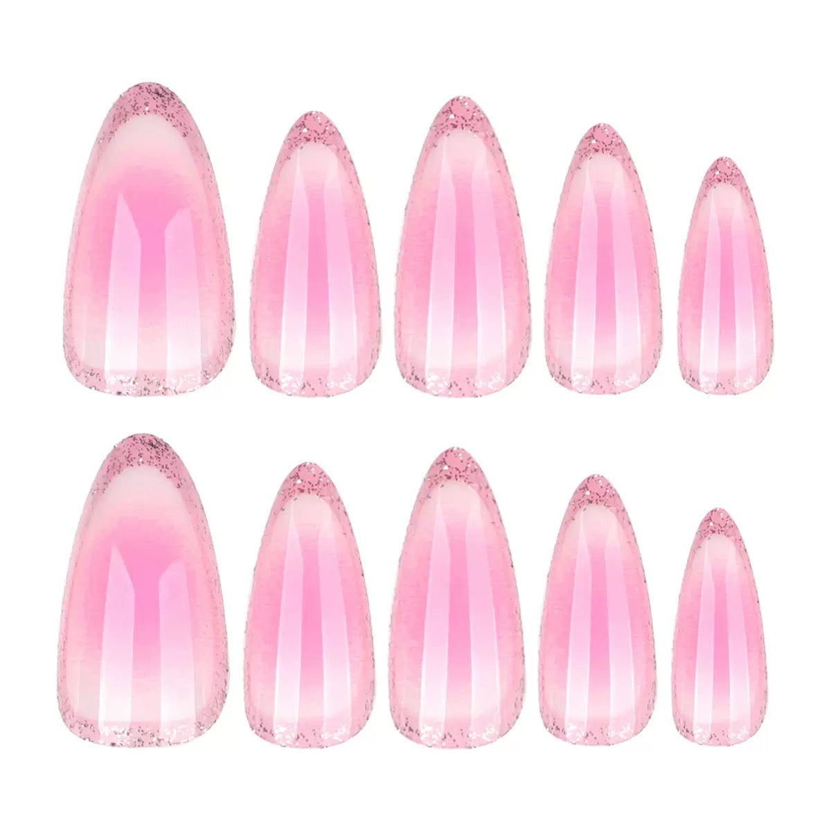 Pink Gradient Glitter Short Almond Press-On Nails
