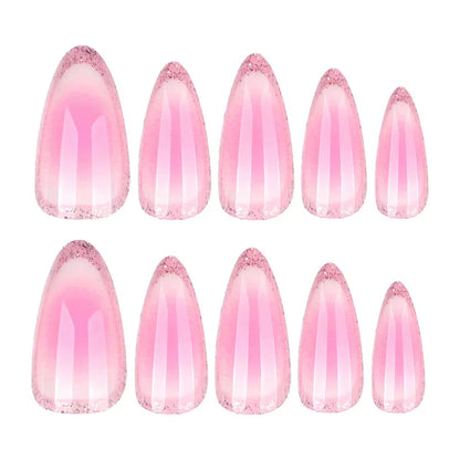 Pink Gradient Glitter Short Almond Press-On Nails