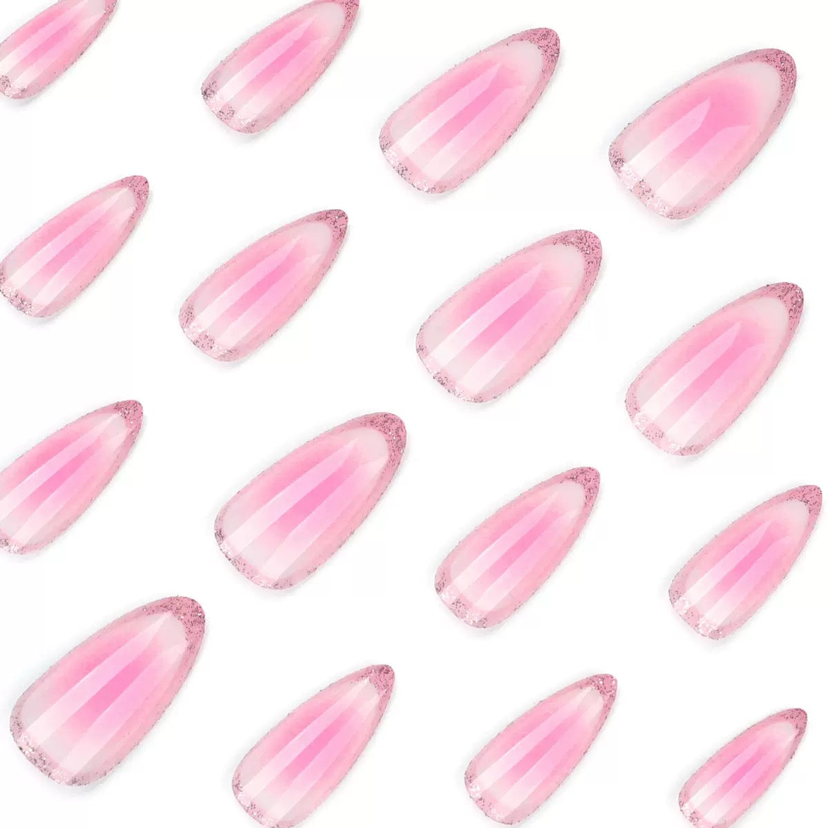 Pink Gradient Glitter Short Almond Press-On Nails