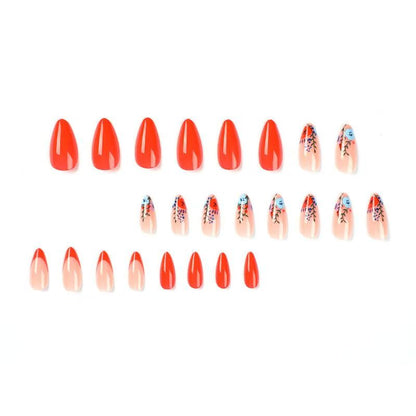 French Red-Edged Leaf Press-On Nails