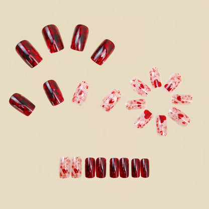 Valentine’s Day Must-Have – Heart Mid-Length European Square Press-On Nails