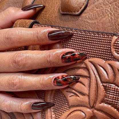 Sweet-Cool Innocent Style Mid-Long French Almond Nail Tips, Press-On Nails