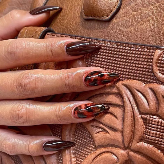 Sweet-Cool Innocent Style Mid-Long French Almond Nail Tips, Press-On Nails