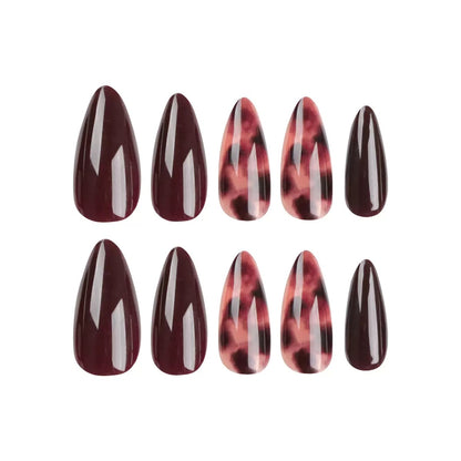 Sweet-Cool Innocent Style Mid-Long French Almond Nail Tips, Press-On Nails