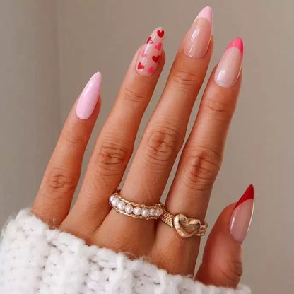Valentine’s Day Heart Print Pattern French Minimalist Press-On Nails