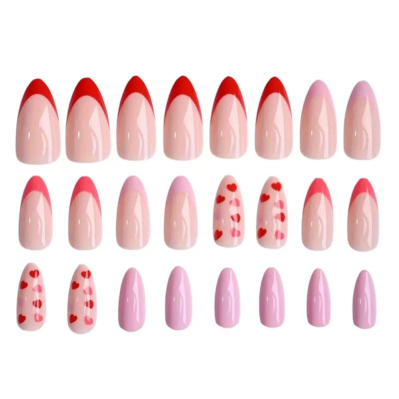 Valentine’s Day Heart Print Pattern French Minimalist Press-On Nails