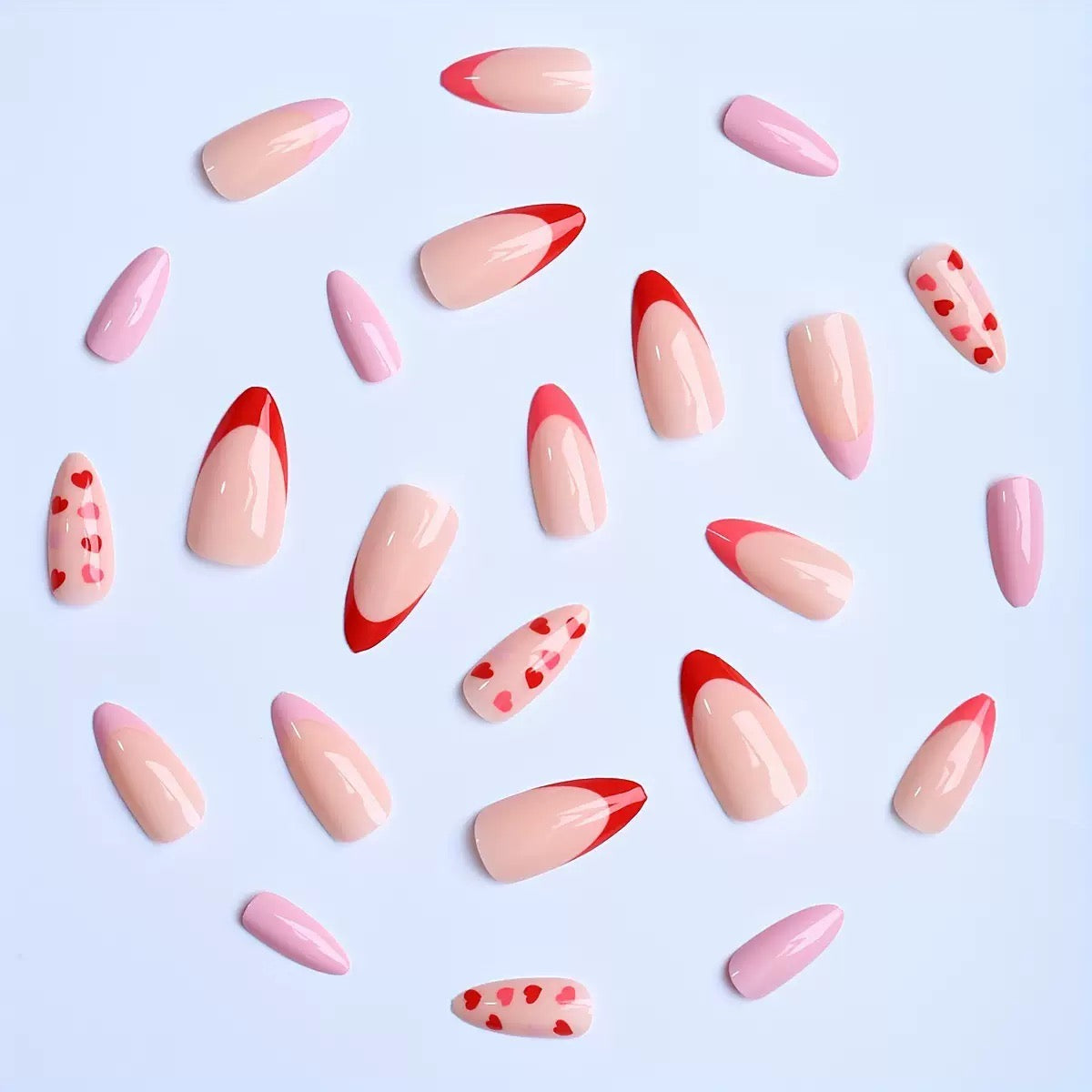 Valentine’s Day Heart Print Pattern French Minimalist Press-On Nails