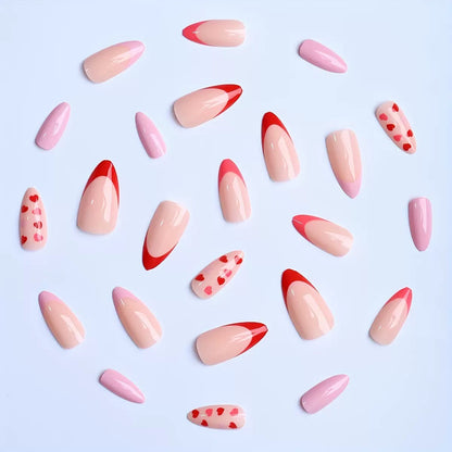 Valentine’s Day Heart Print Pattern French Minimalist Press-On Nails