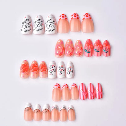 Valentine’s Day 3D Strawberry Heart & Lips French Style Press-On Nails