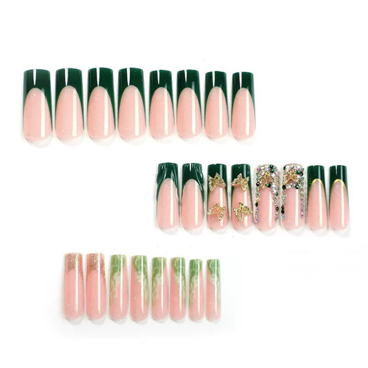 Ultra-Sparkling Rhinestone Press-On Nails with Metallic Butterfly — High-Quality Press-On Nail Set