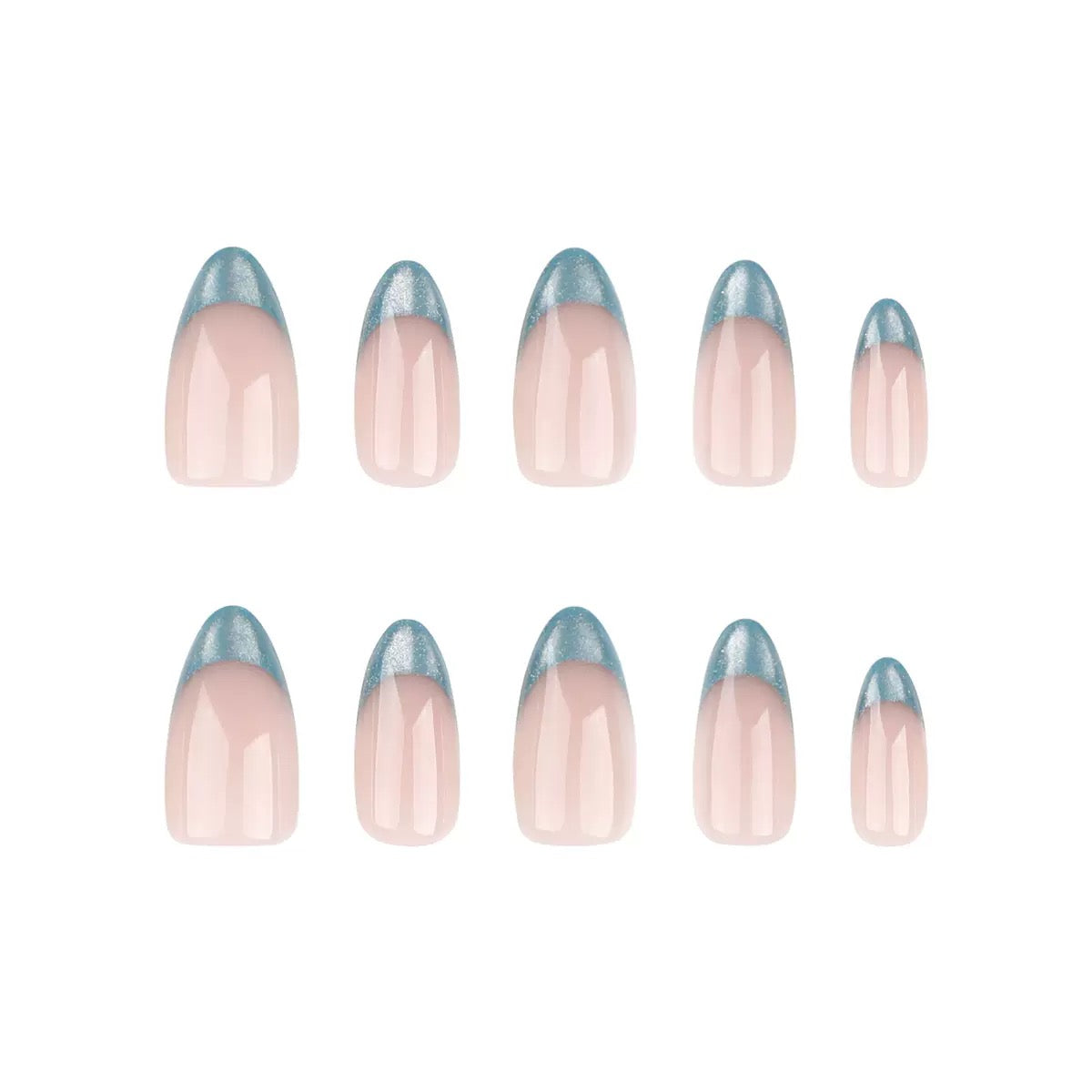 Simple French Luxury Green Cat-Eye Almond Press-On Nails