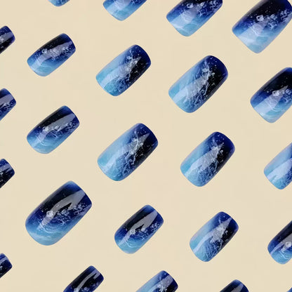 Medium-Length Ocean Blue Detachable Press-On Nails