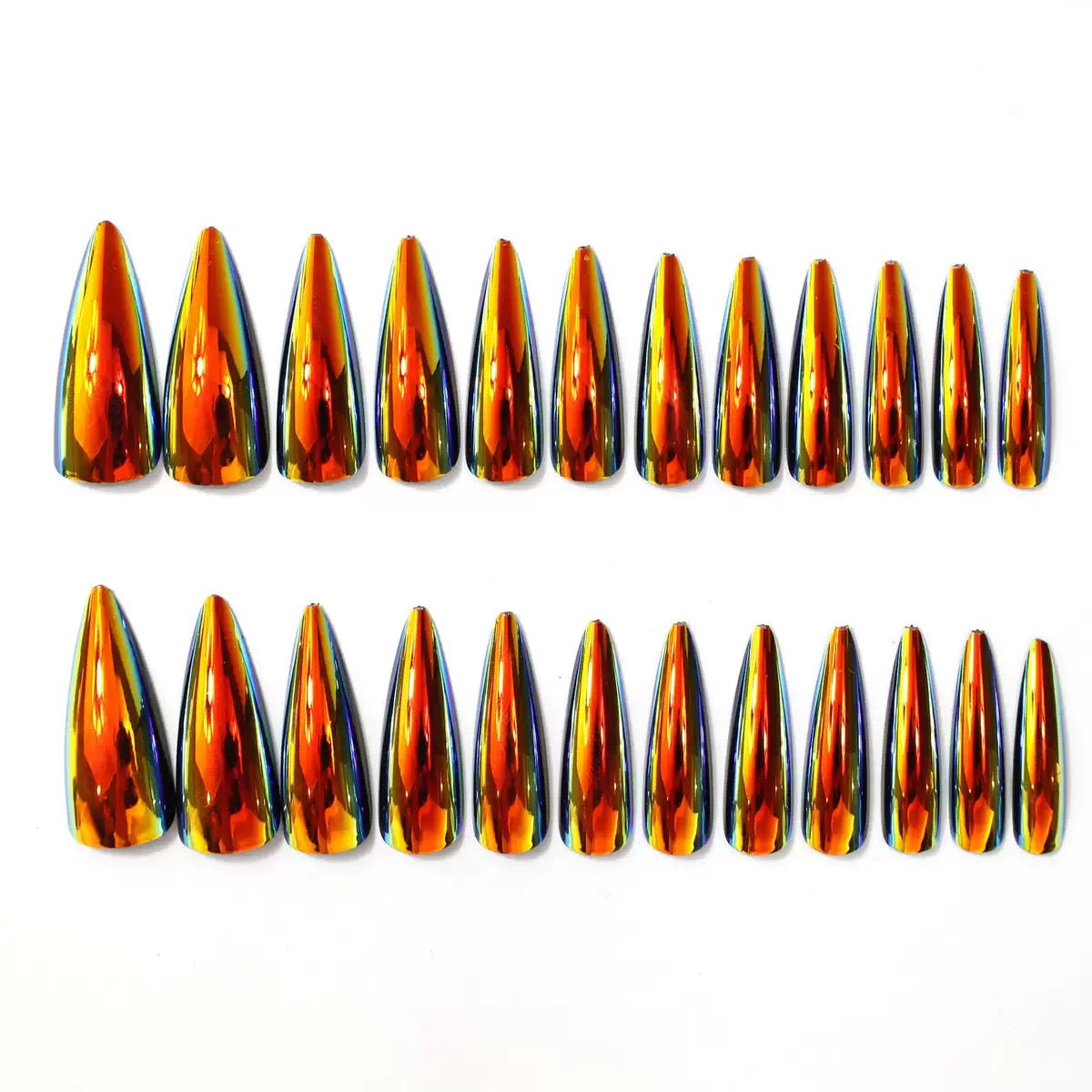 Round Almond Nails with Gold Plating Fashion Press-On Nails