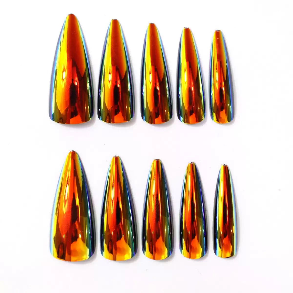 Round Almond Nails with Gold Plating Fashion Press-On Nails
