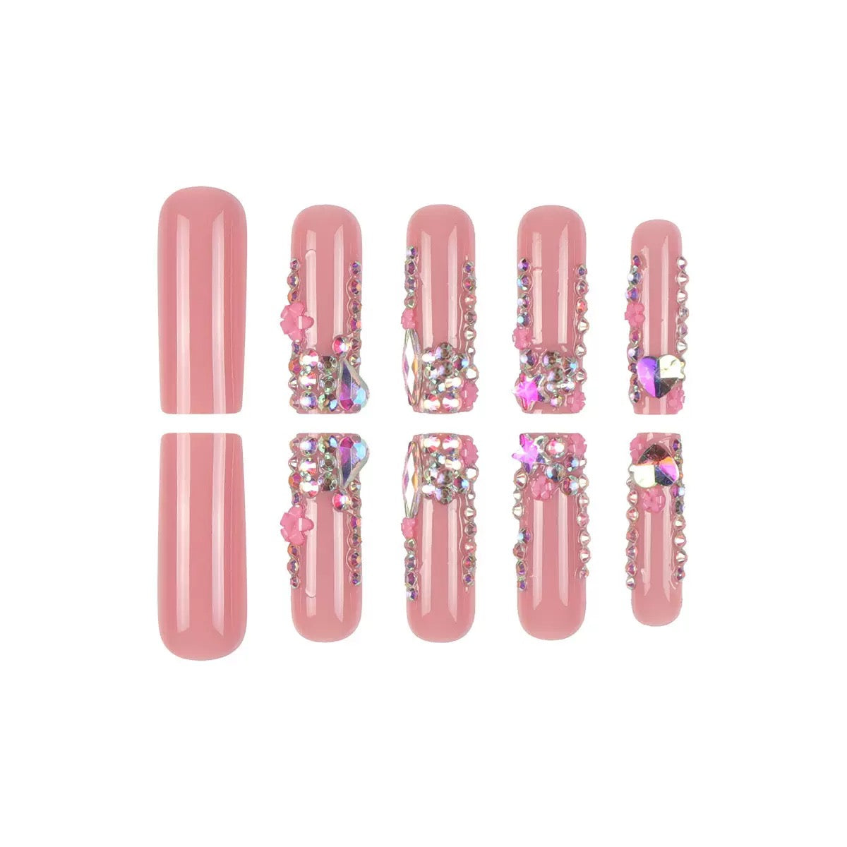 Luxury Premium Rhinestone Heavy-Duty Long Tube Press-On Nails