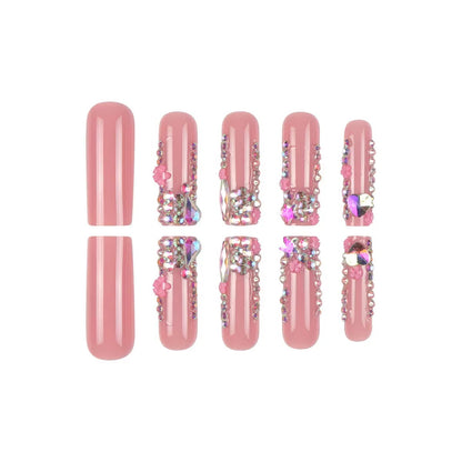 Luxury Premium Rhinestone Heavy-Duty Long Tube Press-On Nails