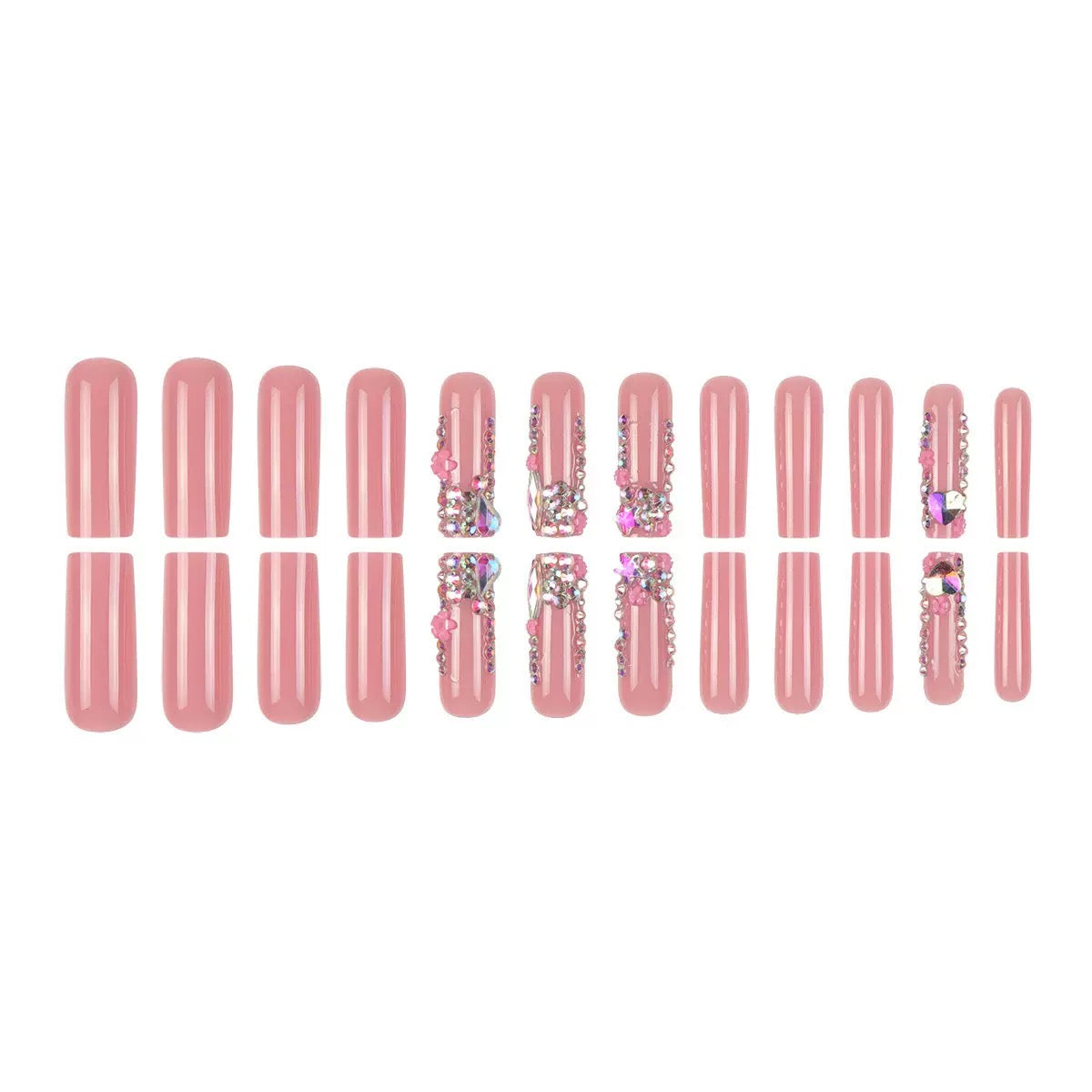 Luxury Premium Rhinestone Heavy-Duty Long Tube Press-On Nails