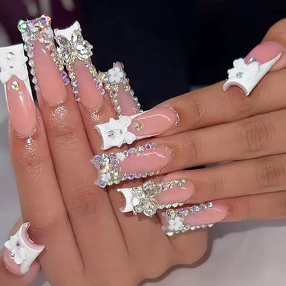 Luxury Heavy-Duty Bow Rhinestone Press-On Nails