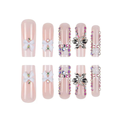 Luxury Heavy-Duty Bow Rhinestone Press-On Nails