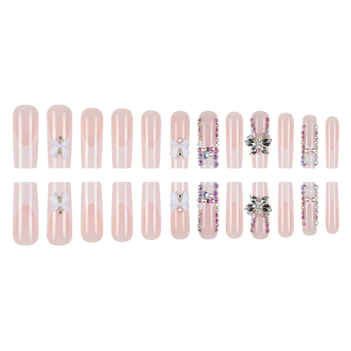 Luxury Heavy-Duty Bow Rhinestone Press-On Nails