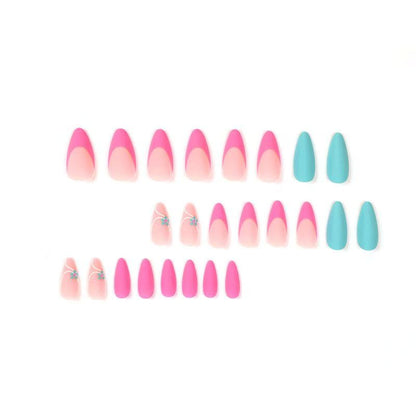 Matte Purple-Edged Blue Flower Ready-Made Nail Tips Press-On Nails