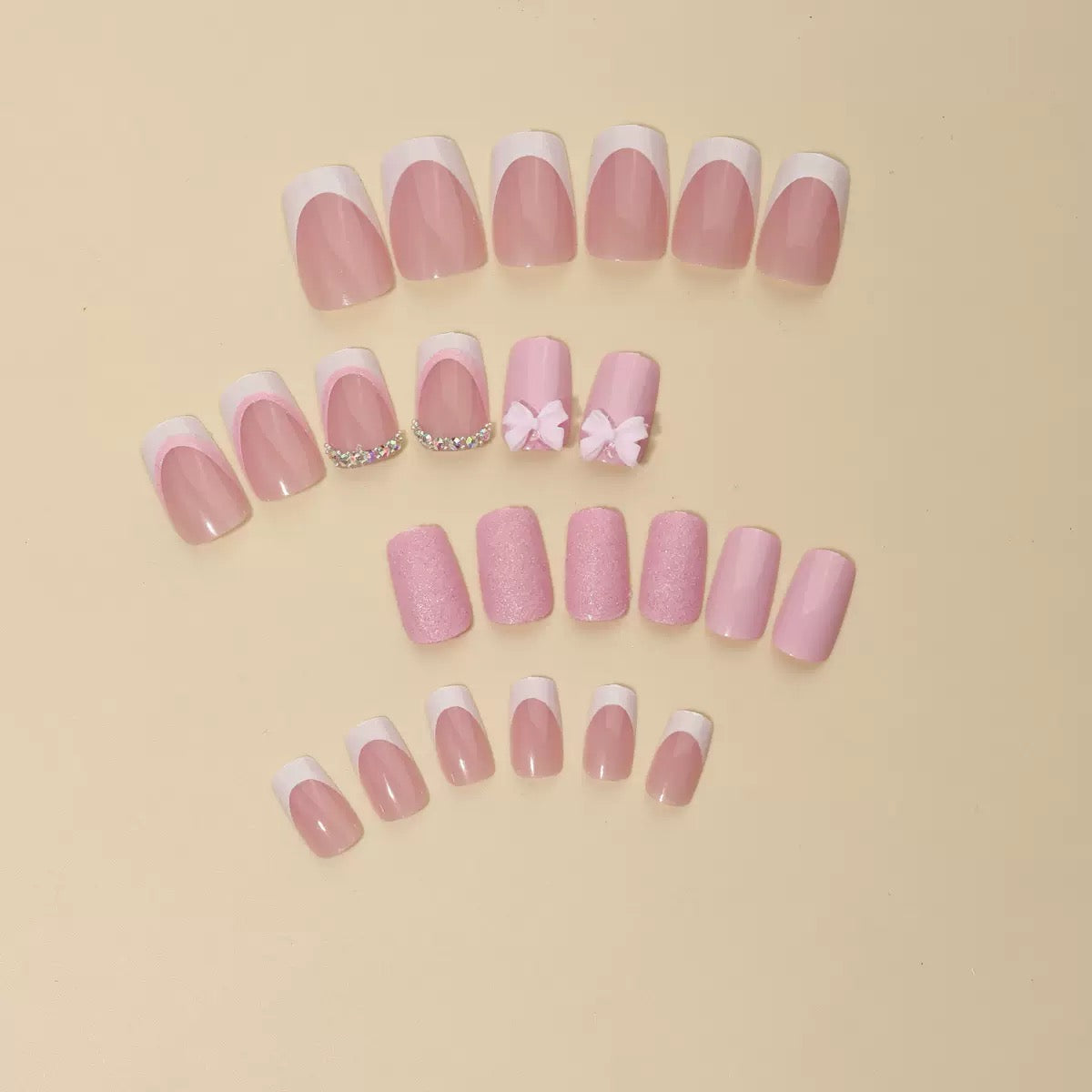 Valentine’s Day Pink Bow French Press-On Nails