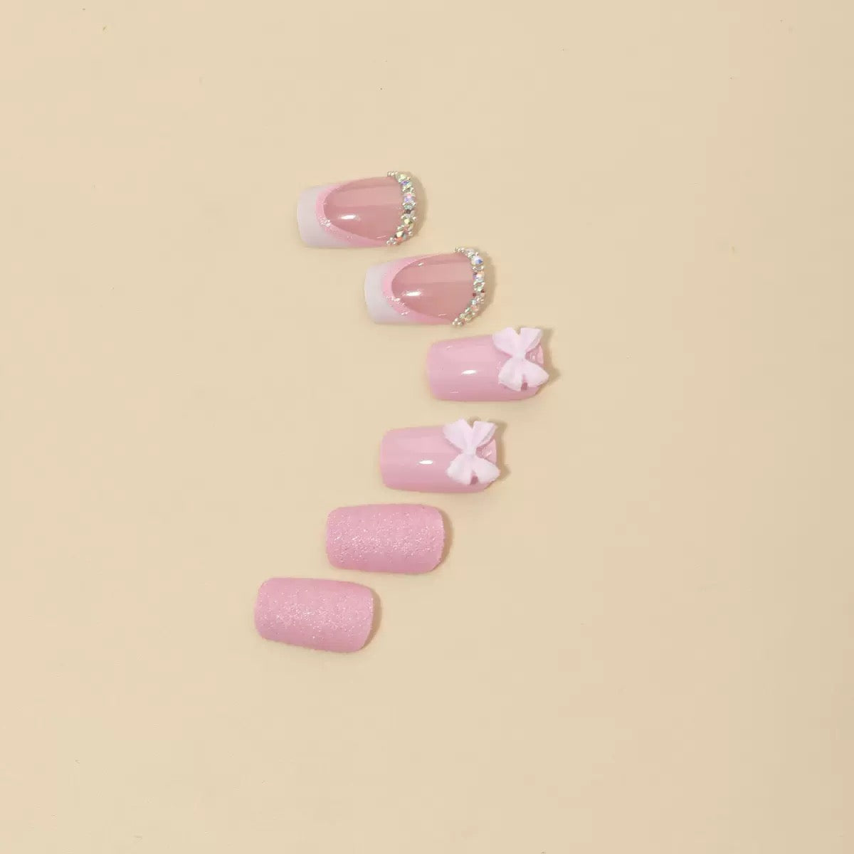 Valentine’s Day Pink Bow French Press-On Nails
